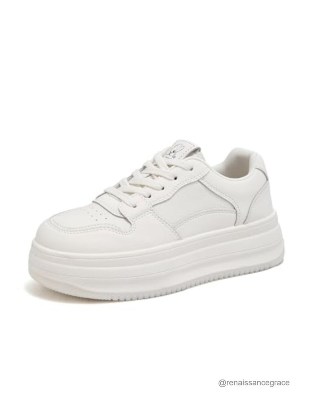 EWTEVOY Women's Platform Sneakers Chunky PU Leather Casual Walking Shoes Lace-Up